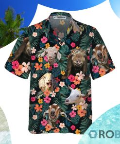 Goat Aloha Hawaiian Shirt Funny Goat Shirt Goat Print Shirt
