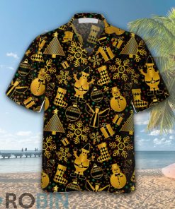 Golden Christmas Elements Hawaiian Shirt Golden Christmas Elements Hawaiian Shirt