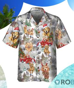 Golden Retriever On Christmas Hawaiian Shirt Golden Retriever On Christmas Hawaiian Shirt