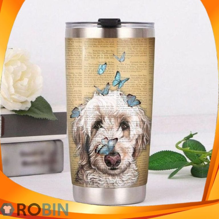 Goldendoodle Dog And Butterfly Tumbler