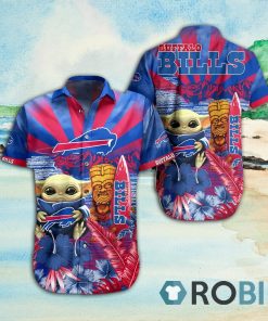 Great Buffalo Bills Hawaiian Tropical Print Short Sleeve Shirt