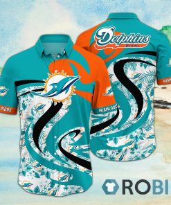 Great Miami Dolphins Hawaiian Beach Print Aloha Shirt