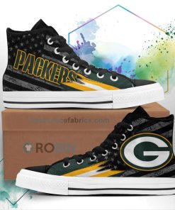 Green Bay Packers High Top Shoes Custom American Flag Sneakers