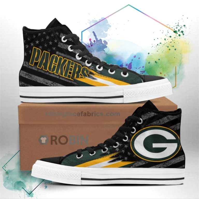 Green Bay Packers High Top Shoes Custom American Flag Sneakers