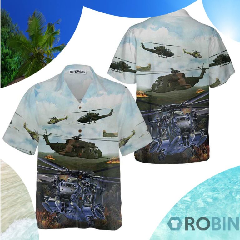 Green Giant Helicopter Hawaiian Shirt