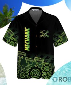 Green Steampunk Mechanic Hawaiian Shirt