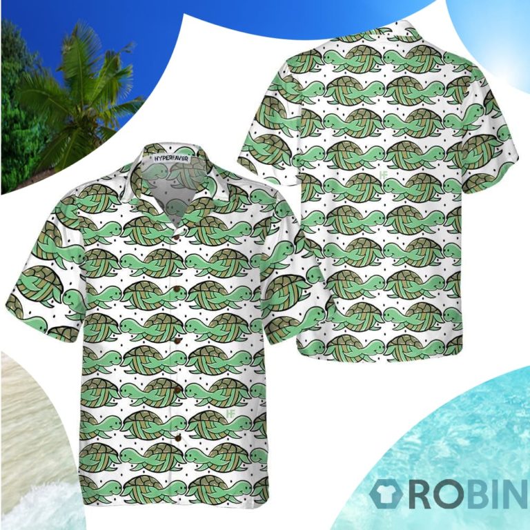 Green Turtles Pattern Hawaiian Shirt