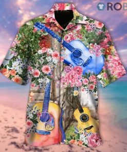 Guitar And Rose Garden Hawaiian Shirt