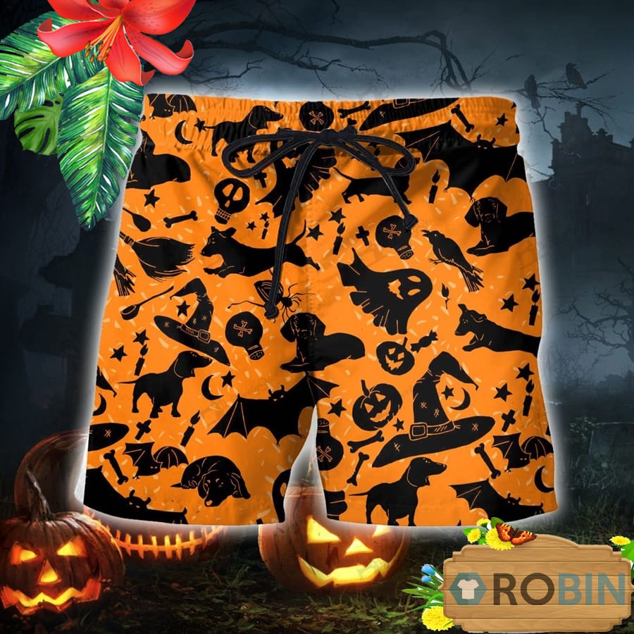 Halloween Dachshund Hawaii Shirt & Shorts - RobinPlaceFabrics