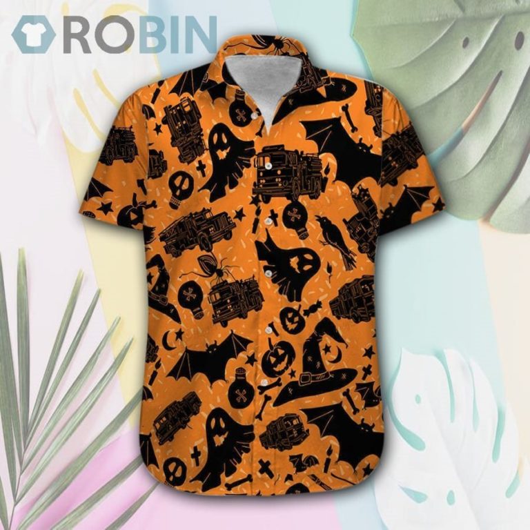 Halloween Fire Truck Hawaii Shirt & Shorts