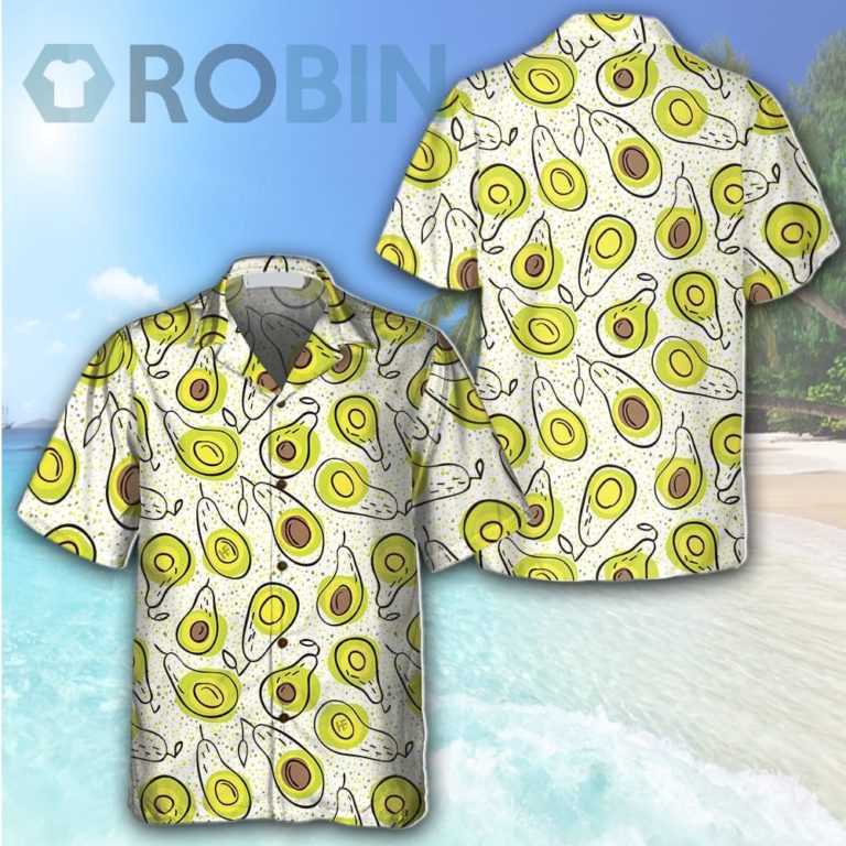Hand Drawn Avocado Pattern Hawaiian Shirt