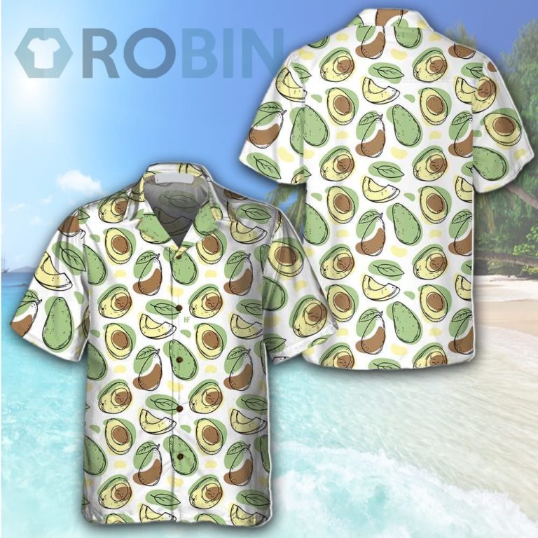 Hand Drawn Cute Avocado Pattern Hawaiian Shirt