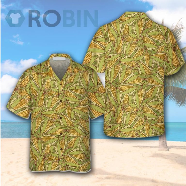 Hand Drawn Doodle Corn Cobs Hawaiian Shirt