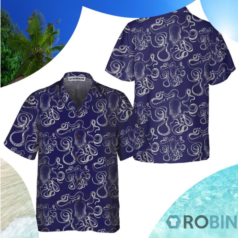Hand Drawn Octopus Hawaiian Shirt
