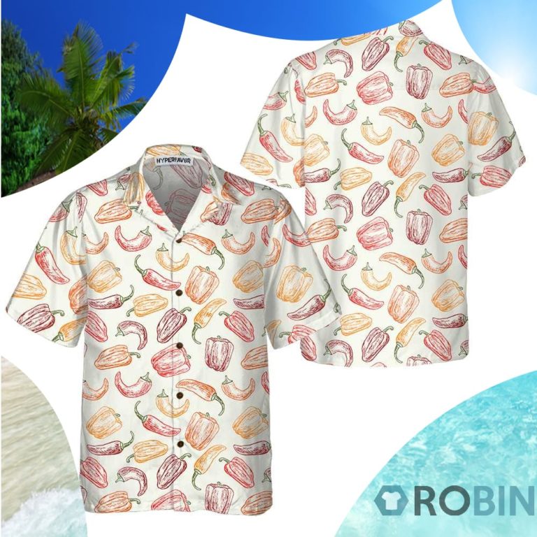 Hand Drawn Ripe Peppers Hawaiian Shirt