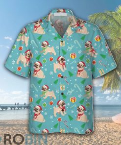 Happy Pug Dog Christmas Hawaiian Shirt