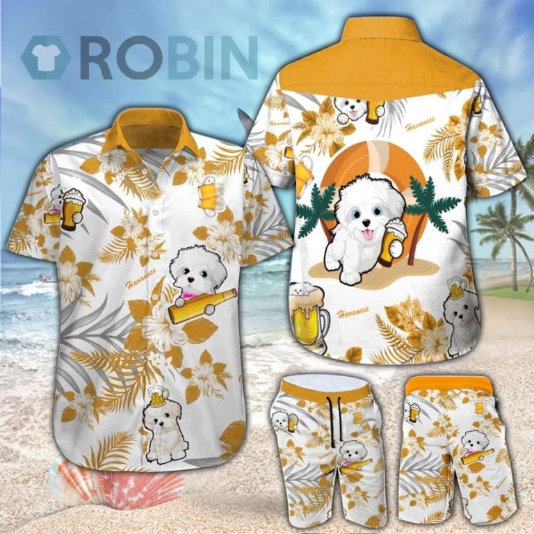 Havanese & Beer Hawaiian Shirt & Shorts Set