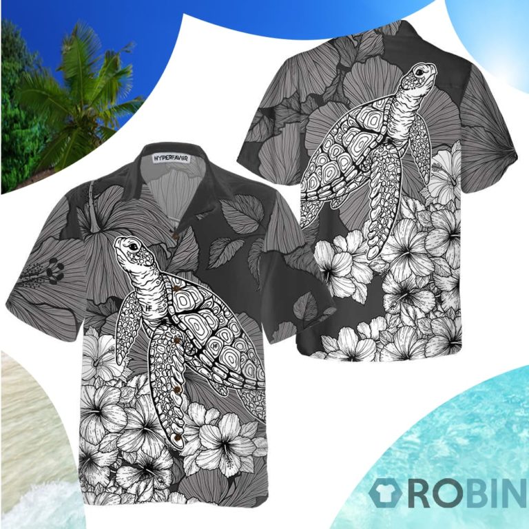 Hibiscus Turtle Hawaiian Shirt Floral Turtle Shirt