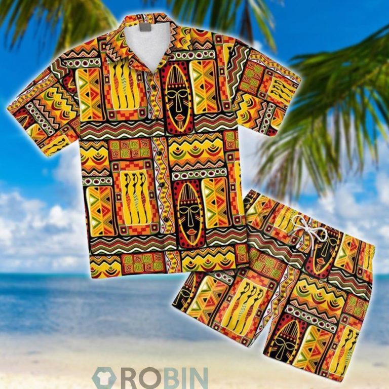 Hippie African Hawaiian Shirt And Shorts Set