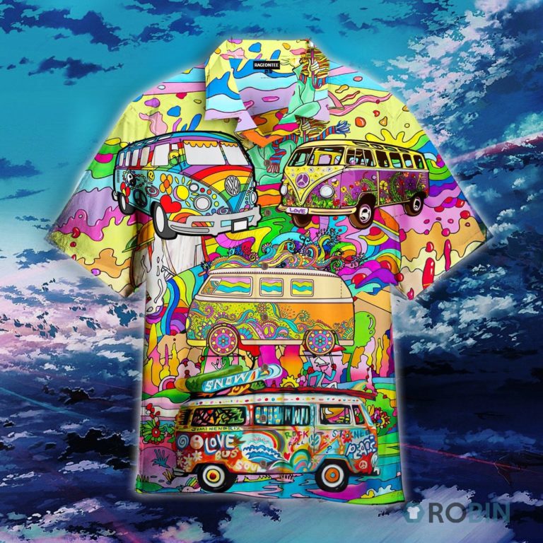 Hippie Bus Peace Life Color Limited Hawaiian Shirt