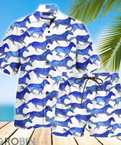 Horse Blue Hawaiian Shirt and Shorts