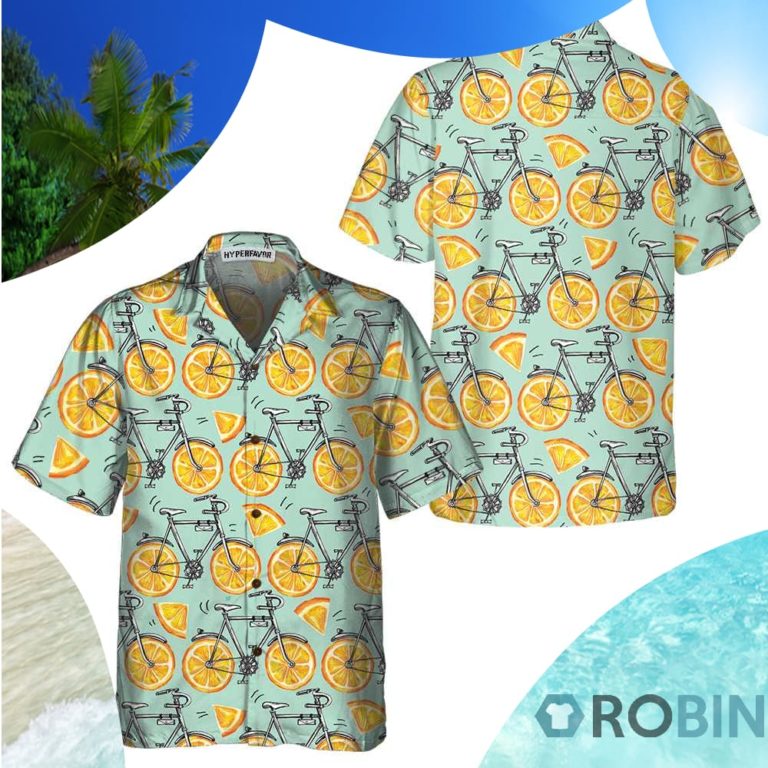 I Love Cycling And Orange Hawaiian Shirt Bicycle Shirt