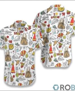 I Love Spain Doodle Hawaiian Shirt