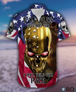 If My Flag Offends You Gold Skull Hawaiian Shirt