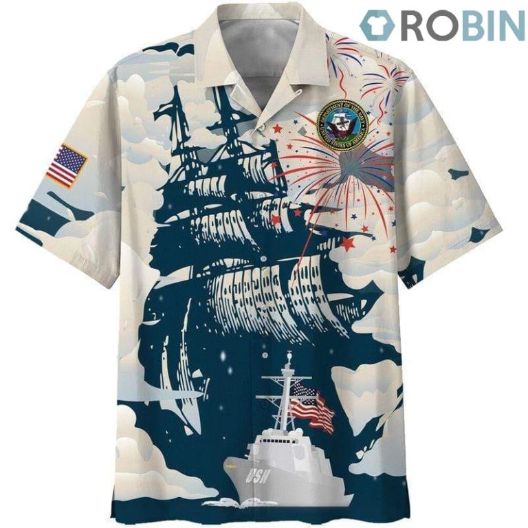 Independence Day Navy Veteran Hawaiian Shirt