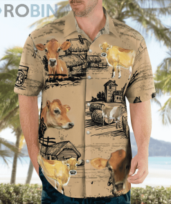 Jersey Cattle Loves Hawaiian Shirts Beach Short