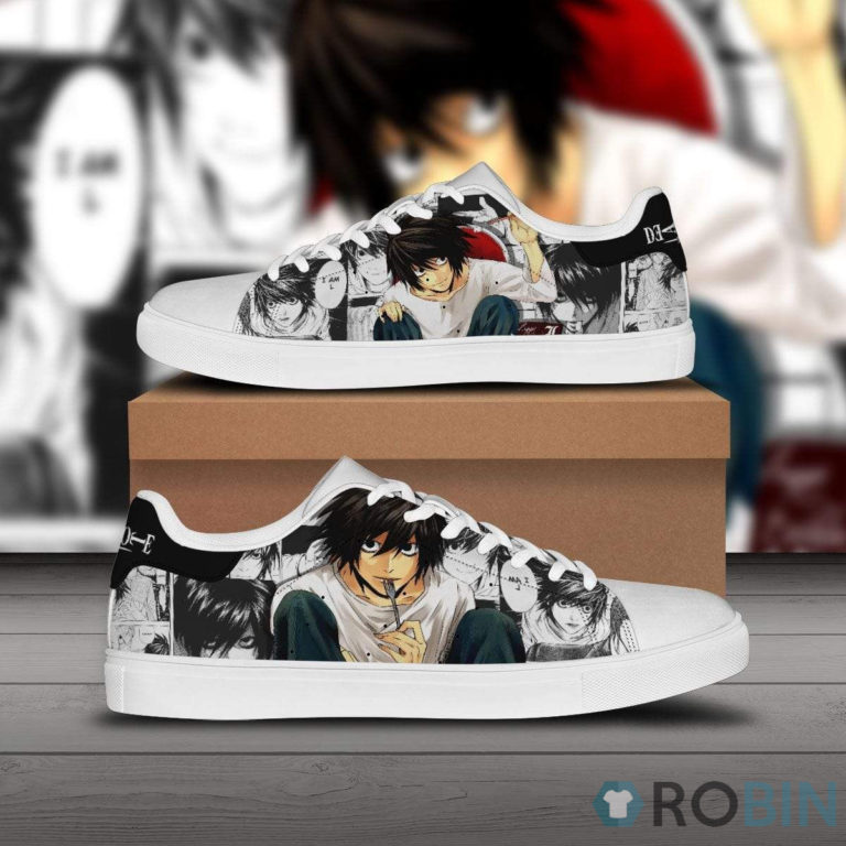 L Lawliet Skate Sneakers Death Note Custom Anime Shoes