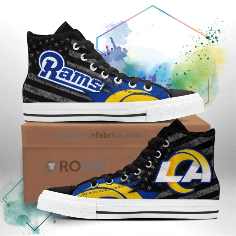 Los Angeles Rams High Top Shoes Custom American Flag Sneakers