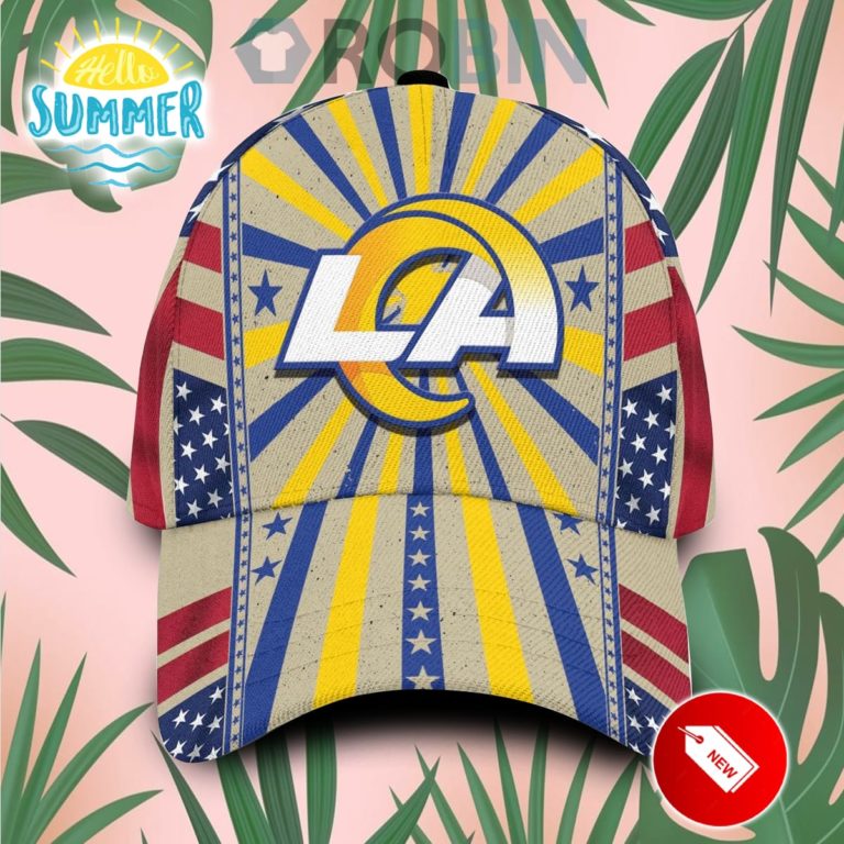 Los Angeles Rams Retro Vintage Design Hawaiian Summer Classic Baseball Cap Hat