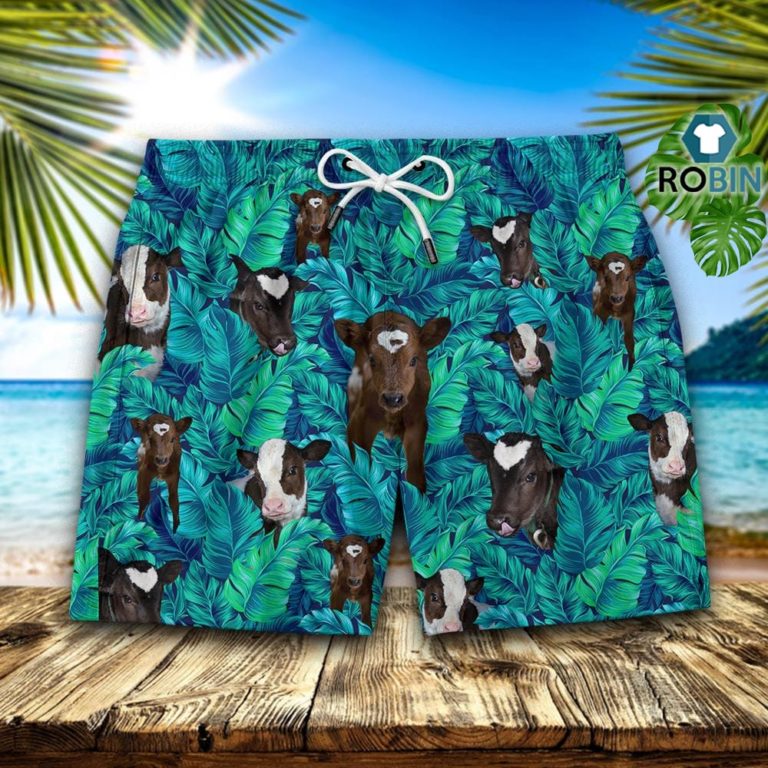 Lovely Cows Seamless Pattern Hawaiian Short