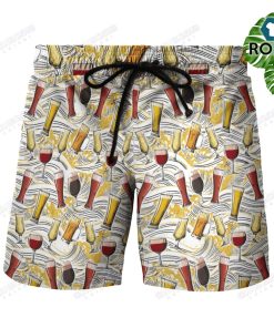 Men Beer Pattern Hawaiian Shorts