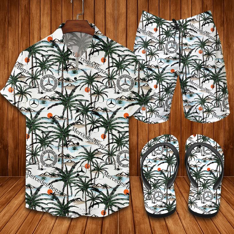 Mercedes Flip Flops And Hawaii Shirt and Beach Shorts - RobinPlaceFabrics