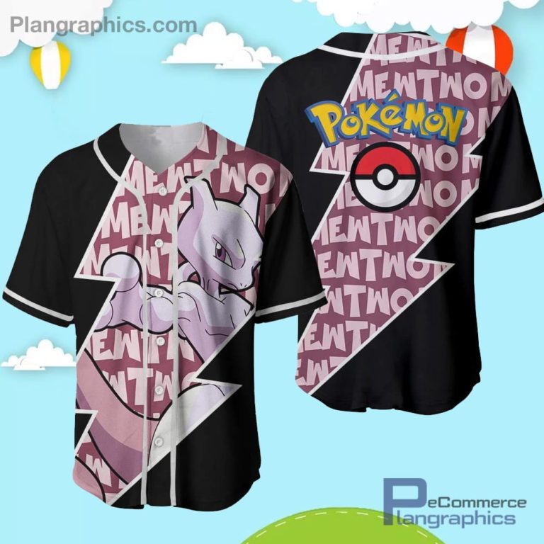 Mewtwo Baseball Jersey Shirt Pokemon Anime AOP Clothes