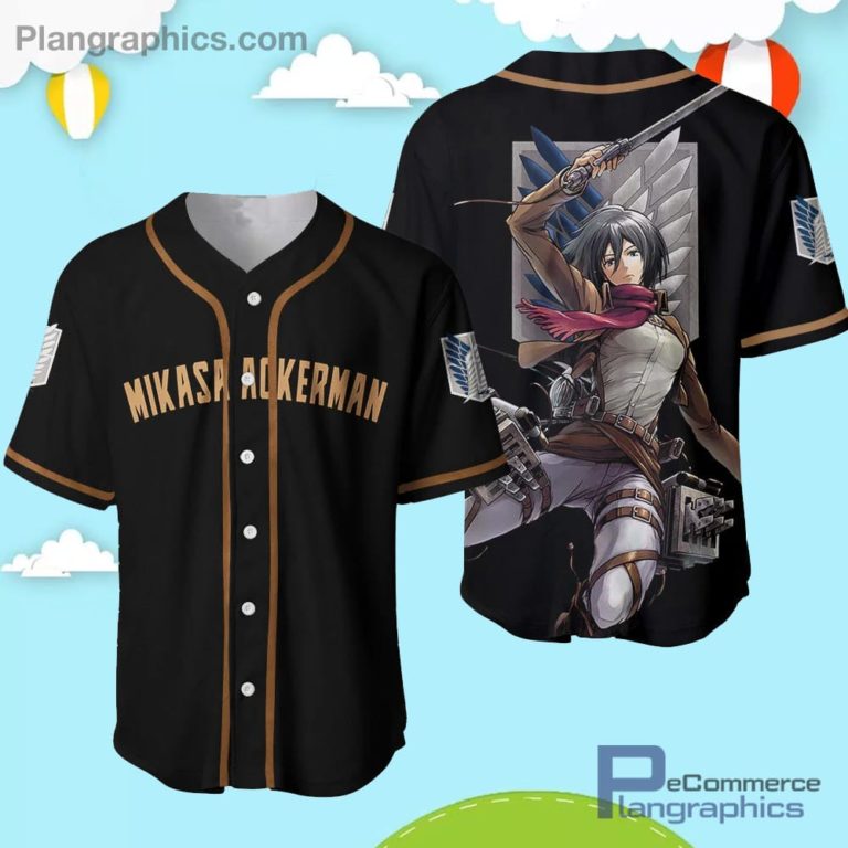 Mikasa Ackerman Baseball Jersey Shirt Attack On Titan Anime AOP Clothes