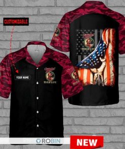Miller High Life US Flag Custom Name Hawaiian Shirt Miller High Life US Flag Custom Name Hawaiian Shirt