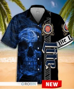 miller lite skull hawaiian shirt