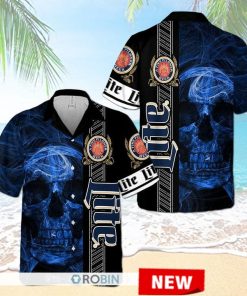 Miller Lite Beer Smoke Skull Hawaiian Shirt, Casual Button Shirt