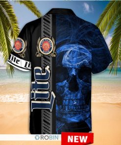 miller lite skull aloha shirt
