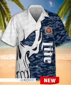 miller lite skull hawaiian shirt