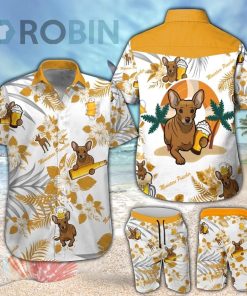 Miniature Pinscher & Beer Hawaiian Shirt & Shorts Set
