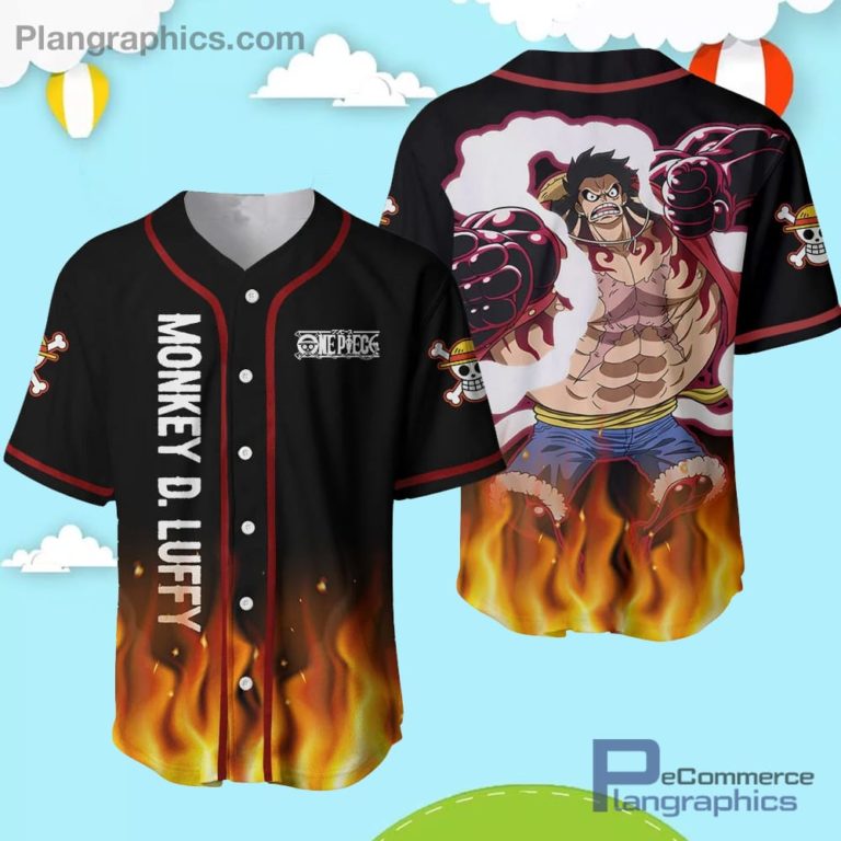 Monkey D Luffy Gear 4 Baseball Jersey Shirt One Piece Anime AOP Clothes