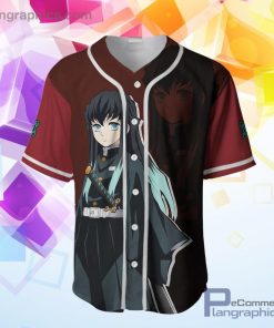 Muichiro Tokito Baseball Jersey Shirt Kimetsu Anime AOP Clothes Muichiro Tokito Baseball Jersey Shirt Kimetsu Anime AOP Clothes