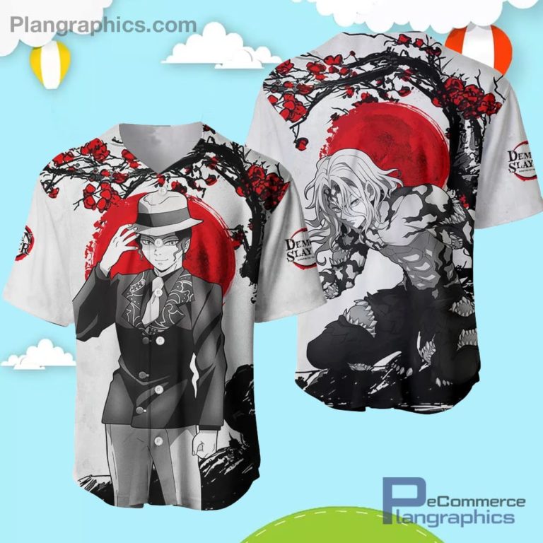 Muzan Kibutsuji Baseball Jersey Shirt Kimetsu Anime AOP Clothes Japan Style