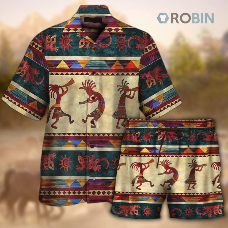Native American Colorful Hawaiian Shirt and Shorts