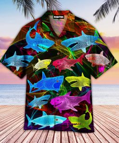Neon Glowing Shark Aloha Shirts