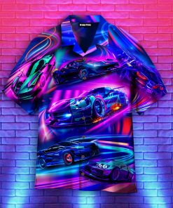 Neon Rave Colorful Car Racing Aloha Shirts Neon Rave Colorful Car Racing Aloha Shirts